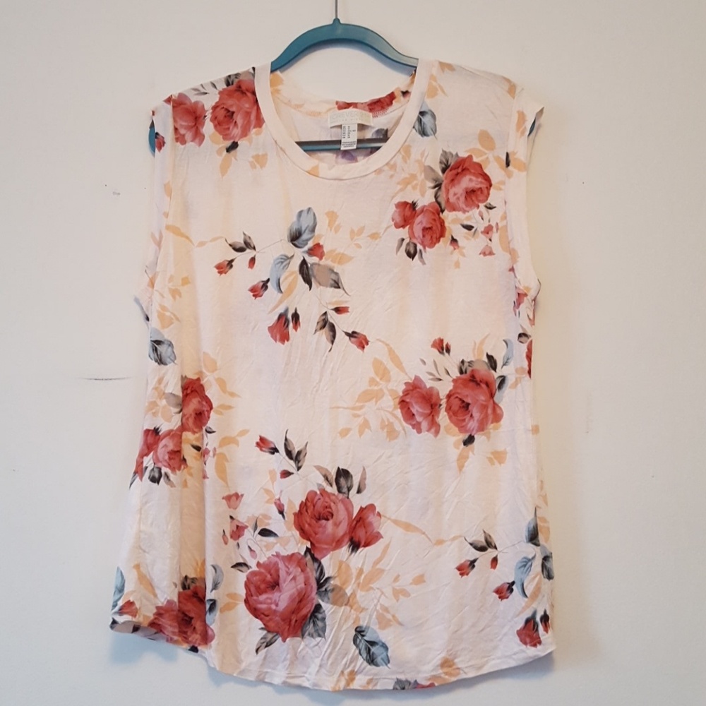 Pink Floral Sleeveless Blouse
